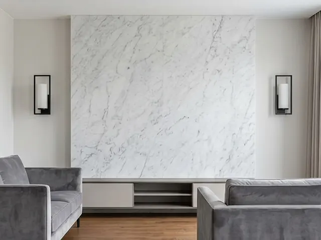 Ilustração: Carrara em painel decorativo na parede da sala