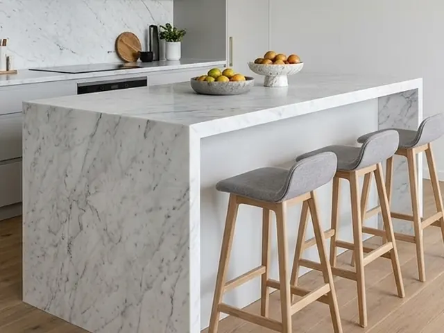 Ilustração: Carrara em ilha de cozinha decorativa